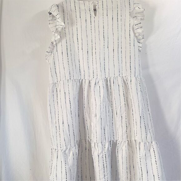 Women's Striped Midi Dress Embroidered Ruffle Trim Tiered Multicolor 2XL - Picture 9 of 12